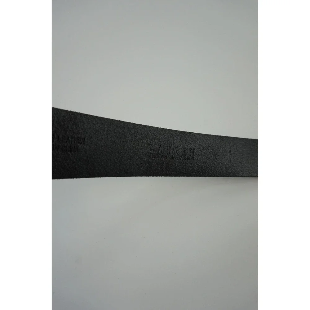 Lauren Ralph Lauren Studded Leather Belt Western Boho Brass Buckle Black L